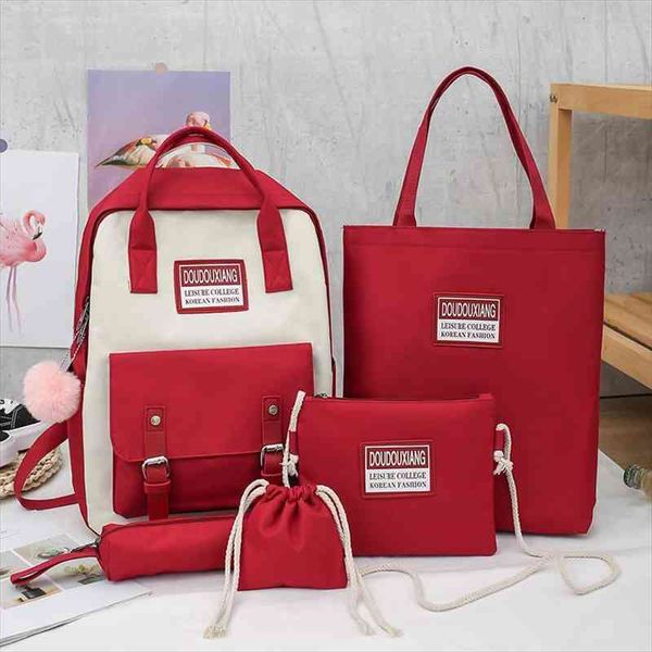 5pcs set canvas school bag for teenager girls student women travel lapbackpacks female book
5pcs set canvas school bag for teenager girls student women travel lapbackpacks female book