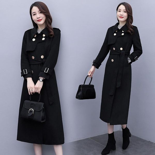 trendy double faced cashmere overcoat women's middle length autumn winter 2021 slim tie elegant temperament woollen wool & blends, Black
trendy double faced cashmere overcoat women's middle length autumn winter 2021 slim tie elegant temperament woollen wool & blends, Black