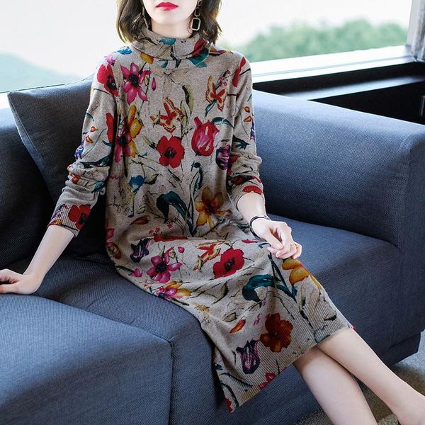 casual dresses fashion fall winter women long knitted sweater turtleneck sleeve flower printed ladies loose dress vestidos, Black;gray
casual dresses fashion fall winter women long knitted sweater turtleneck sleeve flower printed ladies loose dress vestidos, Black;gray