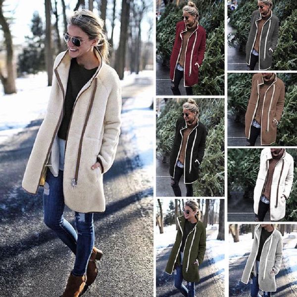women's jackets 2021 women jacket autumn and winter terry velvet fashion stand collar zipper button coat warm female w897, Black;brown
women's jackets 2021 women jacket autumn and winter terry velvet fashion stand collar zipper button coat warm female w897, Black;brown