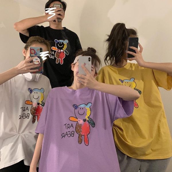 women's t-shirt 2021 bear art graffiti printing loose mid-length bottoming female ins white 100% cotton coat fashion
women's t-shirt 2021 bear art graffiti printing loose mid-length bottoming female ins white 100% cotton coat fashion