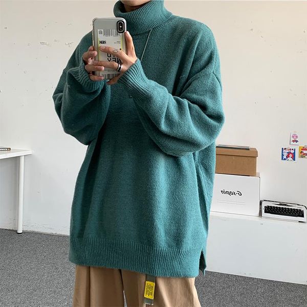 men's sweaters green sweater turtleneck loose solid color bottoming korean trend pullover, White;black
men's sweaters green sweater turtleneck loose solid color bottoming korean trend pullover, White;black