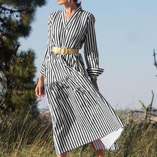casual dresses dress 2021 autumn winter fashion stripe printing v-neck long sleeve loose design simplicity western style, Black;gray
casual dresses dress 2021 autumn winter fashion stripe printing v-neck long sleeve loose design simplicity western style, Black;gray