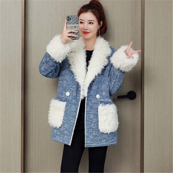 women's down & parkas mid-length denim cotton-padded jacket women winter lamb wool stitching loose plus velvet warm coat trend 220 70x2, Black
women's down & parkas mid-length denim cotton-padded jacket women winter lamb wool stitching loose plus velvet warm coat trend 220 70x2, Black