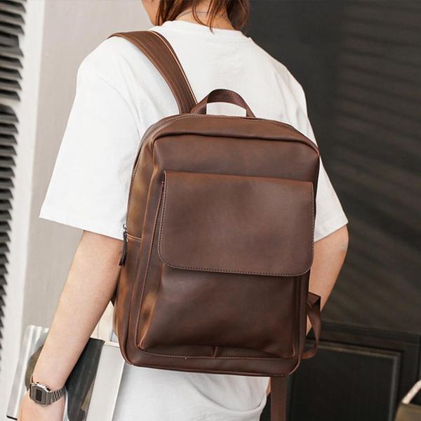 backpack retro coffee men's backpacks hard pu leather shoulder 13" laptravel schoolbag 2021
backpack retro coffee men's backpacks hard pu leather shoulder 13" laptravel schoolbag 2021
