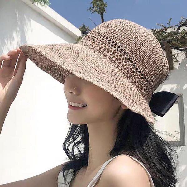wide brim hats 2021 summer bow sun empty hat women uv protction caps cutout beach cap ribbon knit raffia, Blue;gray
wide brim hats 2021 summer bow sun empty hat women uv protction caps cutout beach cap ribbon knit raffia, Blue;gray