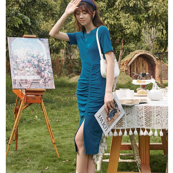 korean o-neck pleated/dress pencil short sleeve bodycon mid-length dress women summer elegant cotton party dresses 210527, Black;gray
korean o-neck pleated/dress pencil short sleeve bodycon mid-length dress women summer elegant cotton party dresses 210527, Black;gray