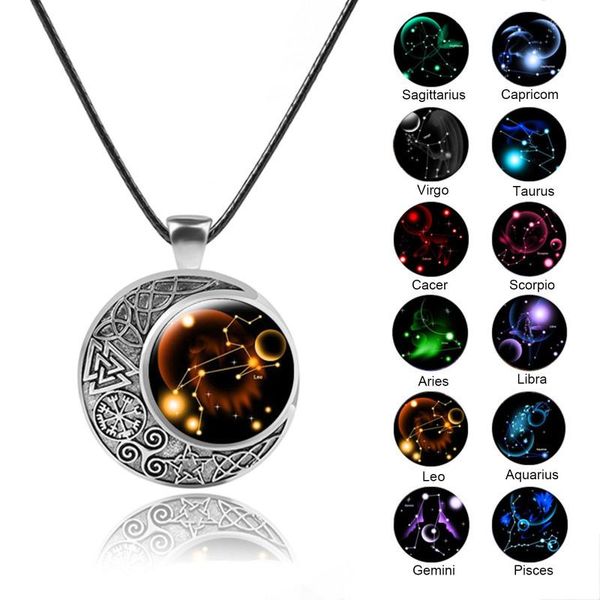 pendant necklaces 12 constellation moon colored crystal neck chain gift choker for women men jewelry collares collier, Silver
pendant necklaces 12 constellation moon colored crystal neck chain gift choker for women men jewelry collares collier, Silver