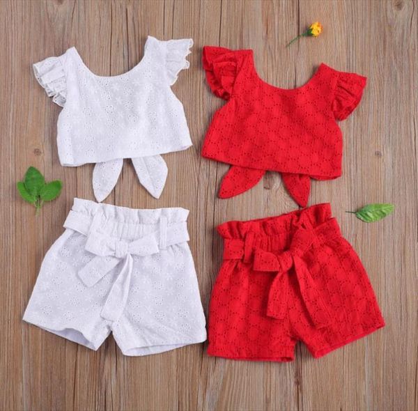children kids summer clothing set jacquard flying sleeve backless t shirt shorts two piece suit lace girls clothes, White
children kids summer clothing set jacquard flying sleeve backless t shirt shorts two piece suit lace girls clothes, White
