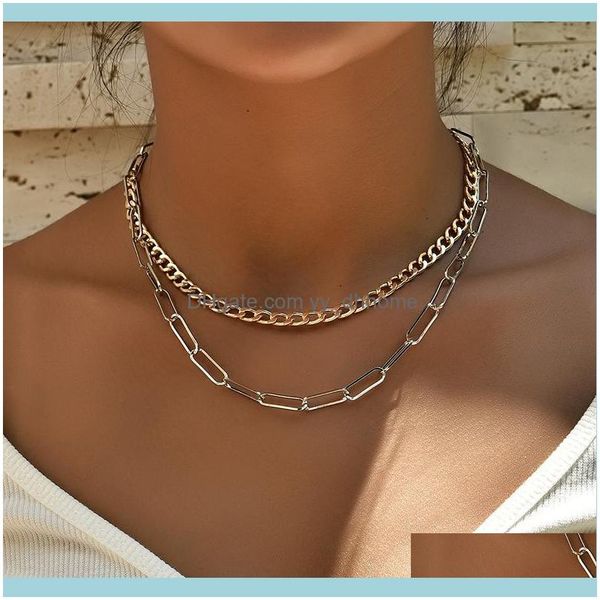 necklaces & pendants jewelryretro simple chain necklace double personality hip hop neck short clavicle for women chokers drop delivery 2021, Golden;silver
necklaces & pendants jewelryretro simple chain necklace double personality hip hop neck short clavicle for women chokers drop delivery 2021, Golden;silver