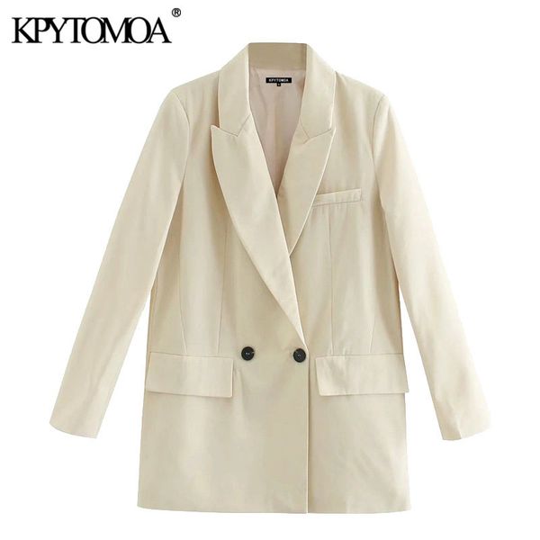 women fashion double breasted loose fitting blazer coat vintage long sleeve pockets female outerwear chic 210416, White;black
women fashion double breasted loose fitting blazer coat vintage long sleeve pockets female outerwear chic 210416, White;black