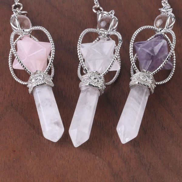 pendant necklaces rotatable merkaba reiki energy crystal ball column natural semi-gem divination pendulum, Silver
pendant necklaces rotatable merkaba reiki energy crystal ball column natural semi-gem divination pendulum, Silver