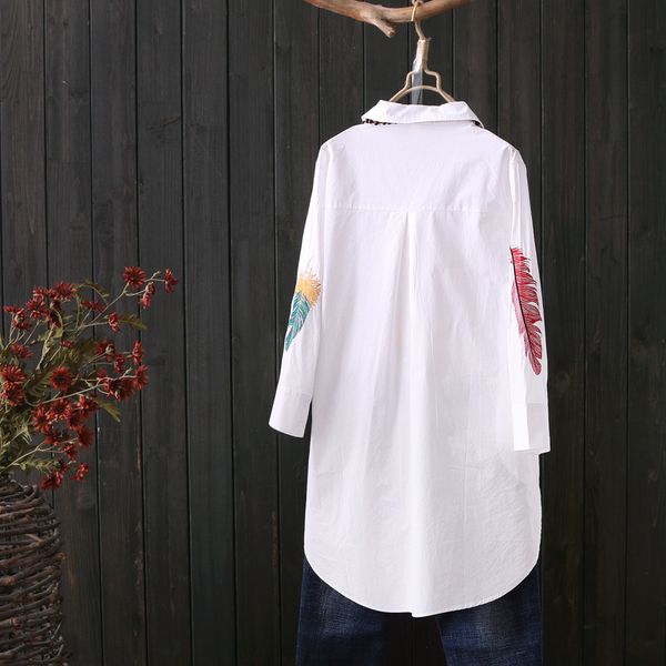 100% cotton plus size feather embroidery long blouse women 3/4 sleeve art loose white blouses and button down shirts
100% cotton plus size feather embroidery long blouse women 3/4 sleeve art loose white blouses and button down shirts