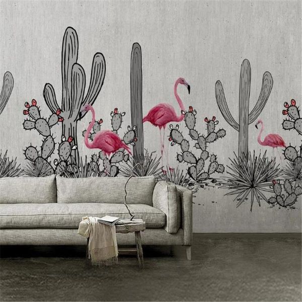 milofi custom po wallpaper mural hand-painted nordic flamingo cactus living room sofa tv decorative painting background wall wallpapers
milofi custom po wallpaper mural hand-painted nordic flamingo cactus living room sofa tv decorative painting background wall wallpapers