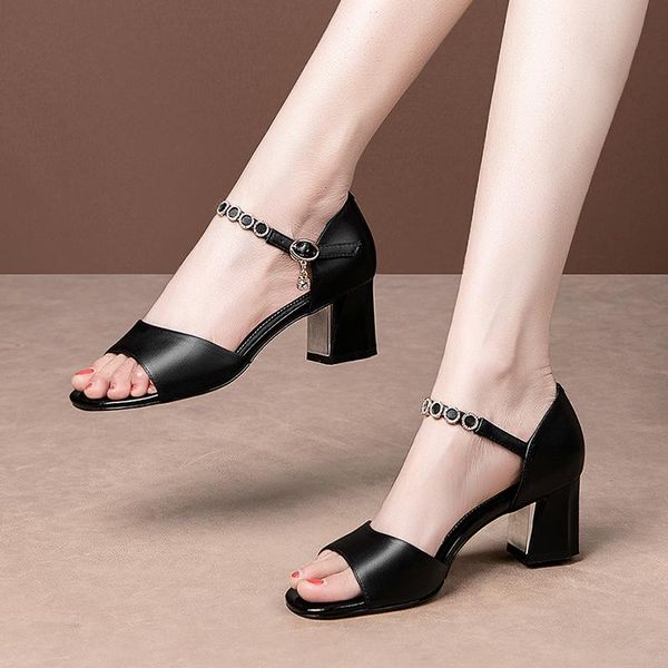 cow leather sandals women office dress shoes decoration elegant fashion, Black
cow leather sandals women office dress shoes decoration elegant fashion, Black