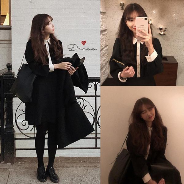 s xl plus size new spring student femme dress girls boho female vintage dress black long sleeve women dresses long robe vestido, Black;gray
s xl plus size new spring student femme dress girls boho female vintage dress black long sleeve women dresses long robe vestido, Black;gray