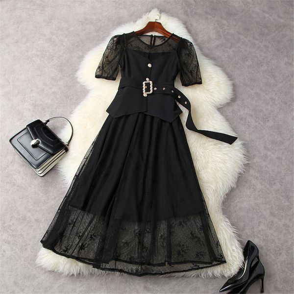 runway fashion designers will see transparent short party dress black lace piece joint, Black;gray
runway fashion designers will see transparent short party dress black lace piece joint, Black;gray