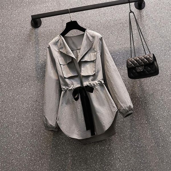 women's trench coats 2021 spring windbreaker plus size waist fashion korean style coat 100 kg loose v-neck cardigan outerwear 4xl grey, Tan;black
women's trench coats 2021 spring windbreaker plus size waist fashion korean style coat 100 kg loose v-neck cardigan outerwear 4xl grey, Tan;black