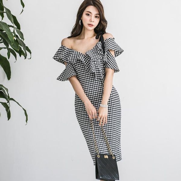 casual dresses 2021 korean summer dress deep v-neck slim slimming plaid female, Black;gray
casual dresses 2021 korean summer dress deep v-neck slim slimming plaid female, Black;gray