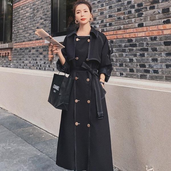 women's trench coats fashion long windbreaker spring and autumn british style fashionable temperament coat lapel women casual, Tan;black
women's trench coats fashion long windbreaker spring and autumn british style fashionable temperament coat lapel women casual, Tan;black