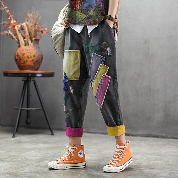 arrival spring arts female-style waistline loose cotton deniharem slacks embroidered vintage jeans d51, Blue
arrival spring arts female-style waistline loose cotton deniharem slacks embroidered vintage jeans d51, Blue