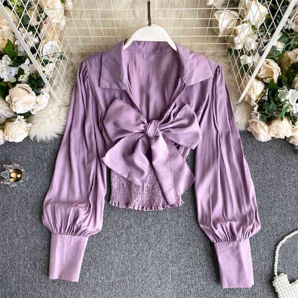 women lantern sleeve shirt solid bowtie front blouse spring autumn deep v neck elastic waist casual female blusas 210603, White
women lantern sleeve shirt solid bowtie front blouse spring autumn deep v neck elastic waist casual female blusas 210603, White