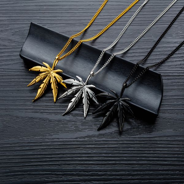men hemp maple leaf pendant necklace stainless steel charm chain gift hip hop jewelry accessories, Silver
men hemp maple leaf pendant necklace stainless steel charm chain gift hip hop jewelry accessories, Silver
