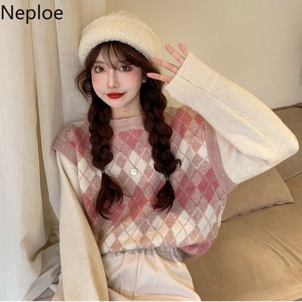 neploe patchwork plaid knitted pullovers fake two loose sweaters women winter clothes fashion sueter korean jumper female 210422, White;black
neploe patchwork plaid knitted pullovers fake two loose sweaters women winter clothes fashion sueter korean jumper female 210422, White;black