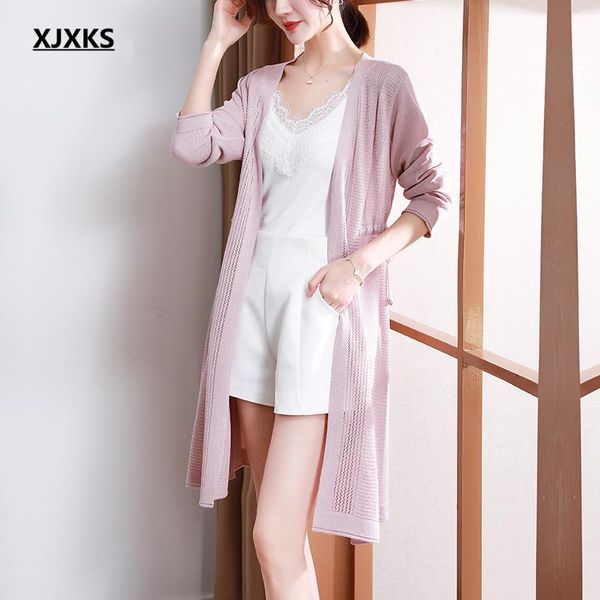 women's knits & tees xjxks 2021 spring high-quality linen knitted thin sweater wome cardigan comfortable women summer sun protection cl, White
women's knits & tees xjxks 2021 spring high-quality linen knitted thin sweater wome cardigan comfortable women summer sun protection cl, White