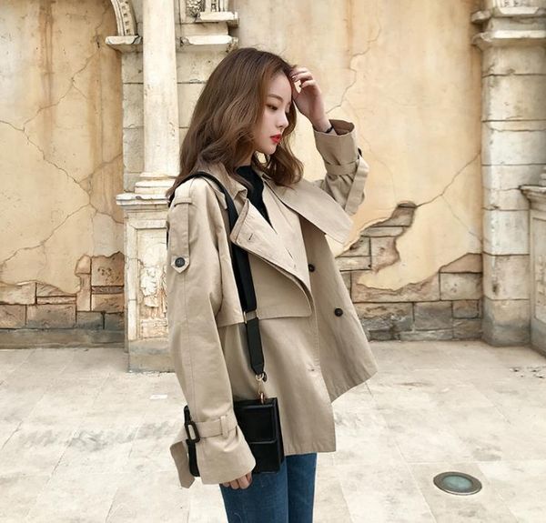 women's trench coats 2021 autumn ladies youth loose solid color slim long sleeve double-breasted short windbreaker jacket, Tan;black
women's trench coats 2021 autumn ladies youth loose solid color slim long sleeve double-breasted short windbreaker jacket, Tan;black