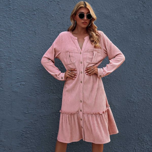 spring women long corduroy dresses sweet thick sleeve buttons refflus female a-line pleated 210524, Black;gray
spring women long corduroy dresses sweet thick sleeve buttons refflus female a-line pleated 210524, Black;gray