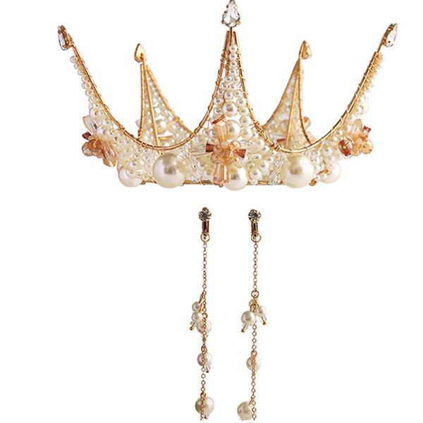 bride crystal wedding crown headdres pearl weaving weddings hair accessories baroque tiaras set clips & barrettes, Golden;silver
bride crystal wedding crown headdres pearl weaving weddings hair accessories baroque tiaras set clips & barrettes, Golden;silver