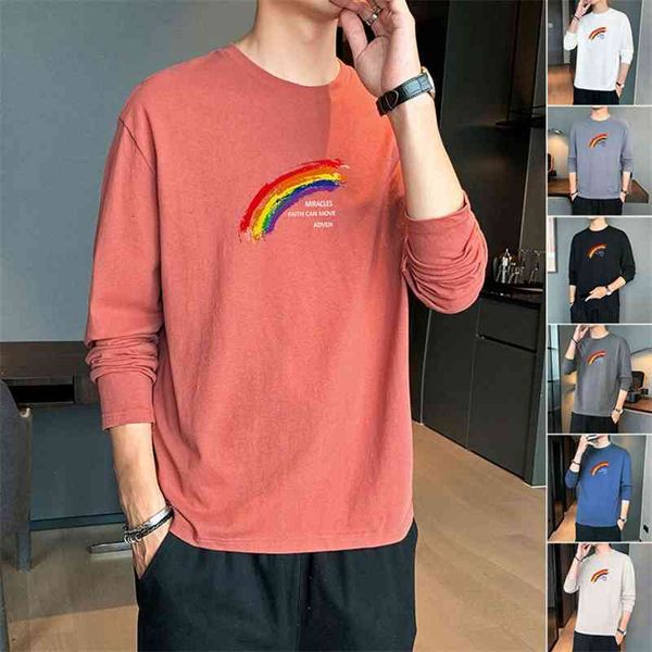 men's t-shirts long sleeve round neck student t-shirt in spring and autumn hvs1, White;black