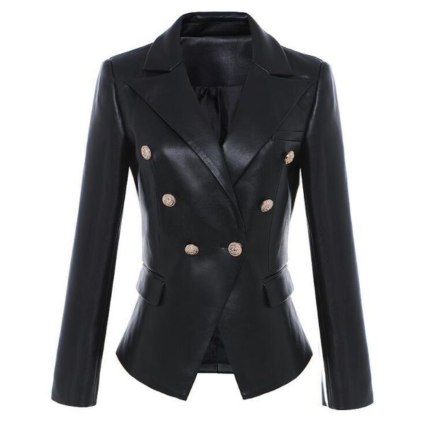 women's suits & blazers fall winter blazer leather jacket coat lion metal buttons streetwear fashion pu slim overcoat plus size, White;black
women's suits & blazers fall winter blazer leather jacket coat lion metal buttons streetwear fashion pu slim overcoat plus size, White;black