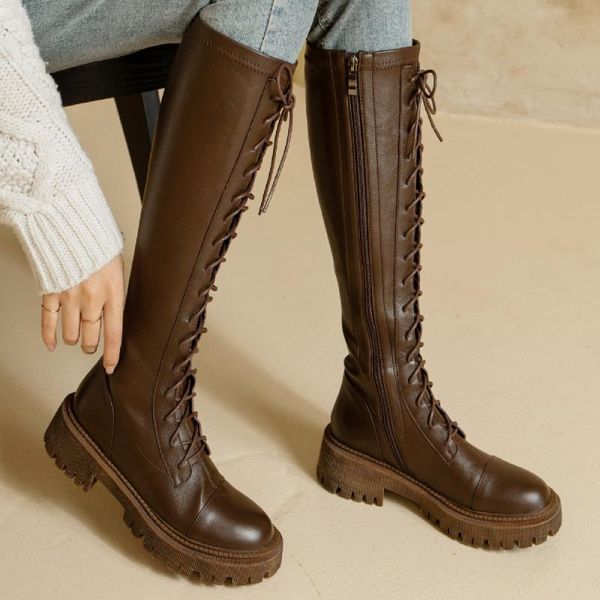 women's genuine leather great pu patchwork lace-up thick sole platform flats knee high knight boots punk long motorcycle, Black
women's genuine leather great pu patchwork lace-up thick sole platform flats knee high knight boots punk long motorcycle, Black