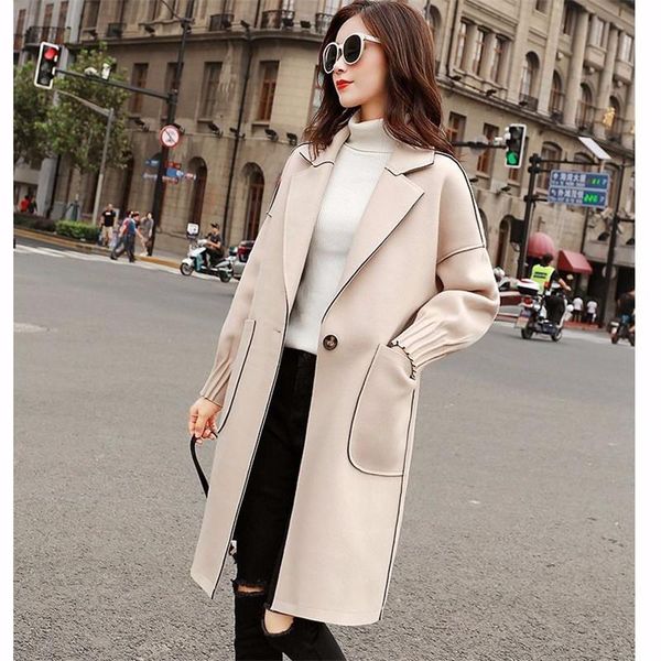 women's wool & blends spring autumn woolen coat for women fashion ol ladies loose overcoat slim single button mid-length coats female j, Black
women's wool & blends spring autumn woolen coat for women fashion ol ladies loose overcoat slim single button mid-length coats female j, Black