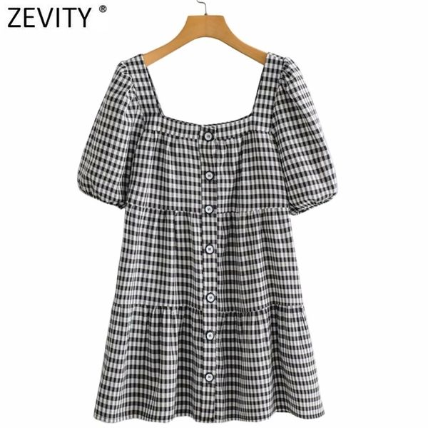 women vintage puff sleeve plaid print loose mini dress female chic square collar breasted pleats vestidos ds8313 210420, Black;gray
women vintage puff sleeve plaid print loose mini dress female chic square collar breasted pleats vestidos ds8313 210420, Black;gray
