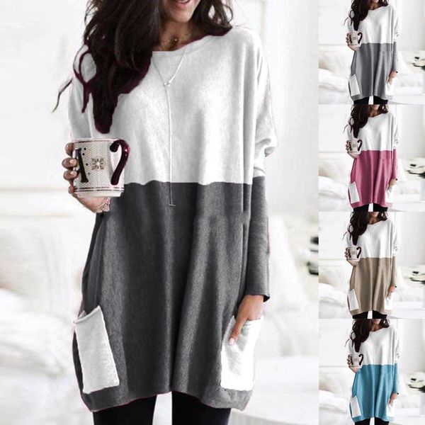 women's blouses & shirts plus size womens and women fashion long sleeve patchwork pockets o-neck loose cotton blusas mujer de moda 202, White
women's blouses & shirts plus size womens and women fashion long sleeve patchwork pockets o-neck loose cotton blusas mujer de moda 202, White
