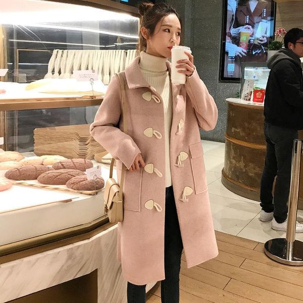 women's wool & blends winter women elegant long woolen coat female korean fashion solid color loose jacket long-sleeved warm overcoat w, Black 
women's wool & blends winter women elegant long woolen coat female korean fashion solid color loose jacket long-sleeved warm overcoat w, Black