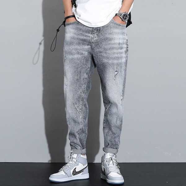men's jeans korean style fashion retro gray elastic cotton ripped for streetwear designer hip hop denim harem pants snd9, Blue
men's jeans korean style fashion retro gray elastic cotton ripped for streetwear designer hip hop denim harem pants snd9, Blue