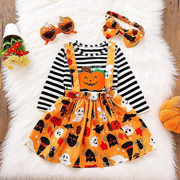 halloween kids clothing sets girls outfits baby clothes long sleeve striped t-shirts pumpkin embroidered cartoon skirt dress headbands 3pcs, White
halloween kids clothing sets girls outfits baby clothes long sleeve striped t-shirts pumpkin embroidered cartoon skirt dress headbands 3pcs, White