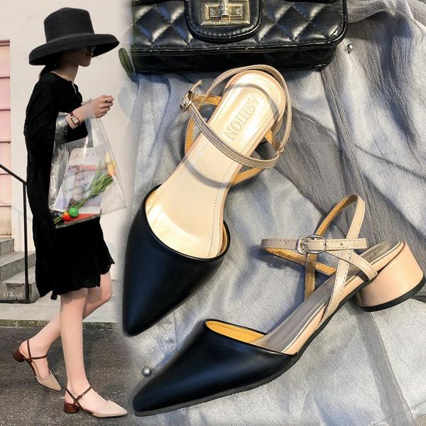 elegant summer women sandals pointed toe low heel casual shoes office ladies pumps round ankle strap, Black
elegant summer women sandals pointed toe low heel casual shoes office ladies pumps round ankle strap, Black
