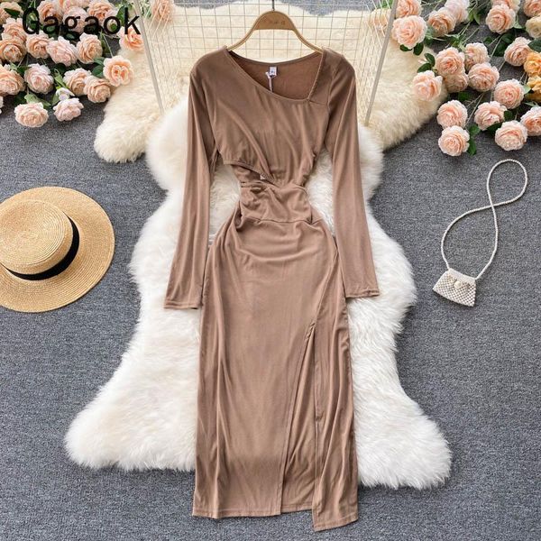 casual dresses gagaok bodycon dress women 2021 spring autumn vintage sheath diagonal collar solid midi fashion elegant vestidos, Black;gray
casual dresses gagaok bodycon dress women 2021 spring autumn vintage sheath diagonal collar solid midi fashion elegant vestidos, Black;gray