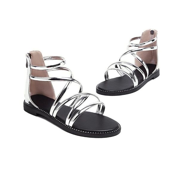 summer women sandals shiny patent leather low heel lace size 34-43, Black
summer women sandals shiny patent leather low heel lace size 34-43, Black