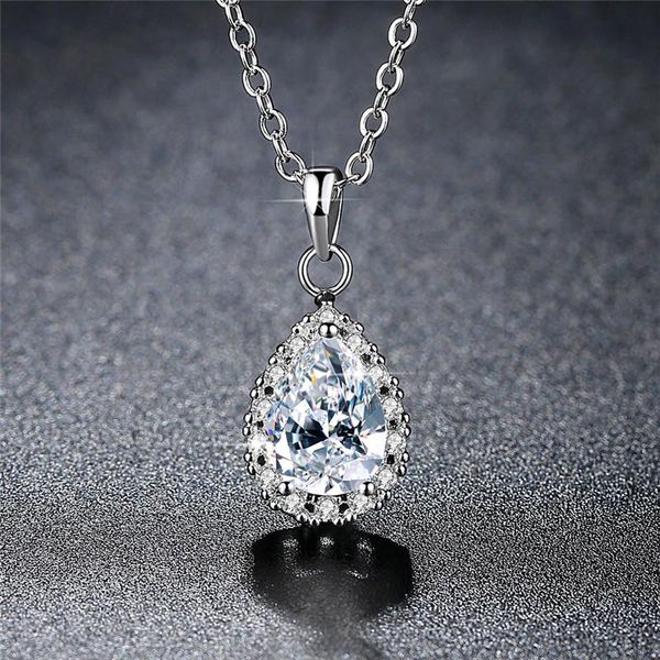 pendant necklaces cute female water drop necklace fashion rose gold color long charm crystal wedding for women, Silver
pendant necklaces cute female water drop necklace fashion rose gold color long charm crystal wedding for women, Silver