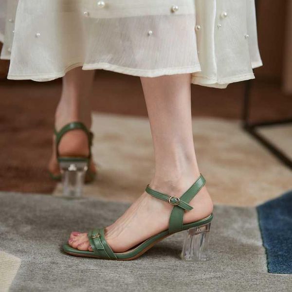 sandals green cow leather thick high heel open toe back empty one line buckle simple 2021 summer women's shoes beige, Black
sandals green cow leather thick high heel open toe back empty one line buckle simple 2021 summer women's shoes beige, Black