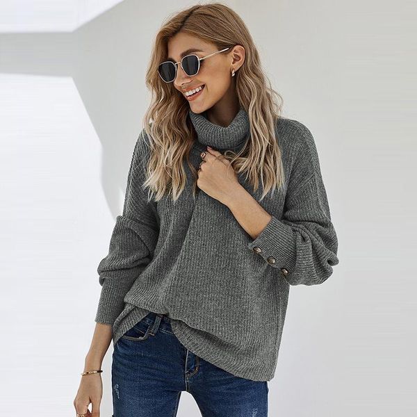 women's sweaters turtleneck sweater women autumn/winter solid color warm loose pullover knitted lady clothing cuff button female casua, White;black
women's sweaters turtleneck sweater women autumn/winter solid color warm loose pullover knitted lady clothing cuff button female casua, White;black