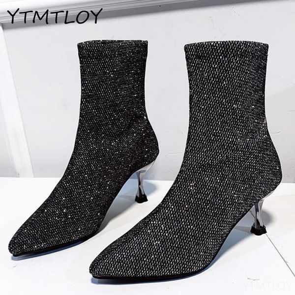 winter sock boots low high heel ankle luxury women desiger glitter short party shoes sequined cloth, Black
winter sock boots low high heel ankle luxury women desiger glitter short party shoes sequined cloth, Black