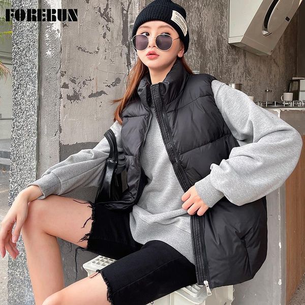 women's vests forerun winter warm vest stand collar solid glossy gilet hidden pockets woman cotton padded sleeveless jacket waistcoat, Black;white
women's vests forerun winter warm vest stand collar solid glossy gilet hidden pockets woman cotton padded sleeveless jacket waistcoat, Black;white