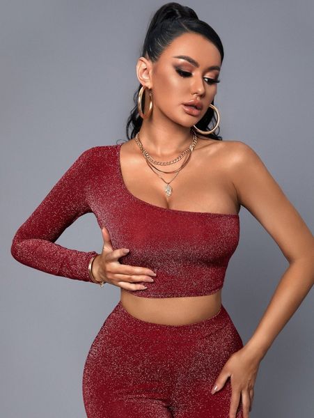 glitter one shoulder crop c3bj#, White
glitter one shoulder crop c3bj#, White